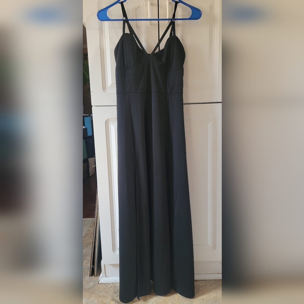 Classic Black Spaghetti-Strap Maxi Dress